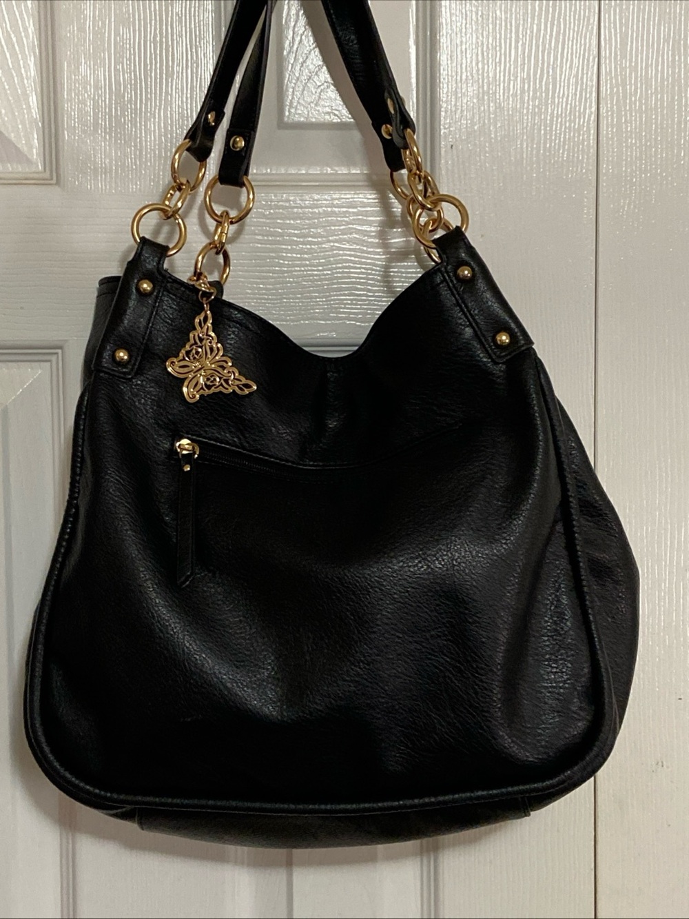 Jessica Simpson Black Hobo Bag with Gold Hardware